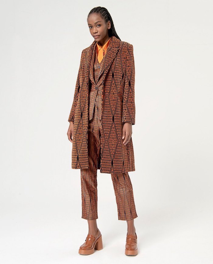 Manteau en jacquard de satin Surkana