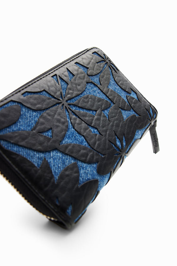 Petit portefeuille Desigual noir et jeans