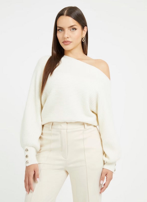 Pull asymétrique Guess blanc cassé