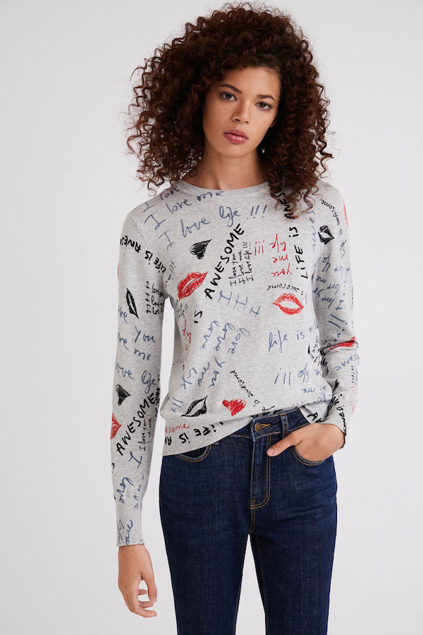 Pull Butset gris Desigual 22SWJF57