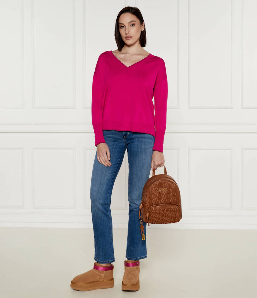 Pull en fil d'écosse rose Liu Jo
