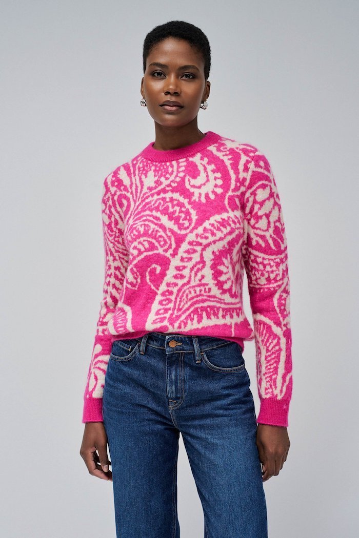Pull en laine et mohair rose Salsa