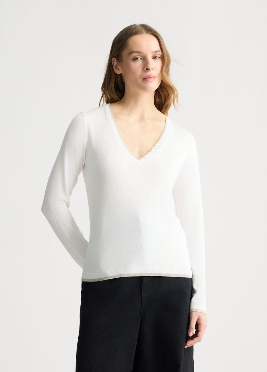 Pull en viscose blanc Liu Jo