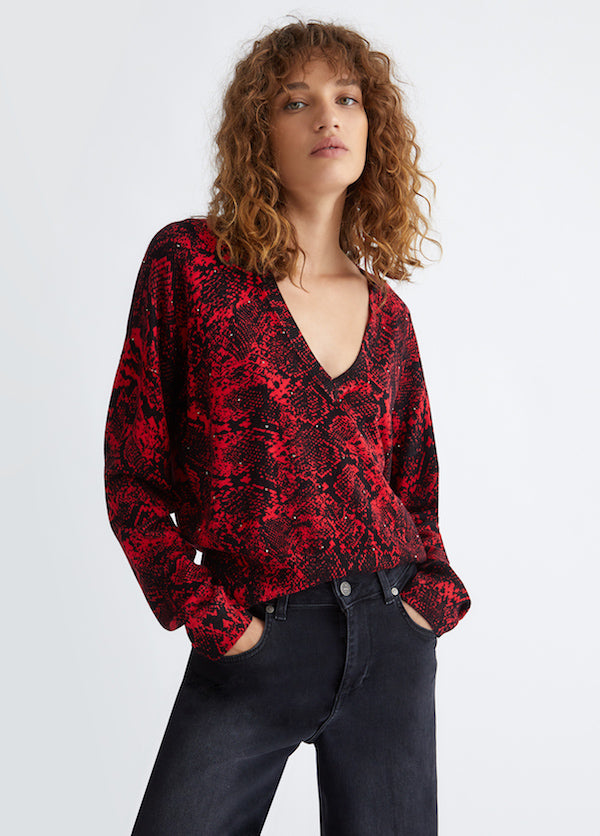 Pull en viscose imprimé python Liu Jo