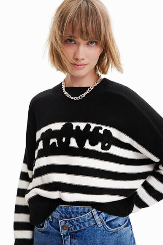 Pull oversize à rayures Desigual 22WWJF26
