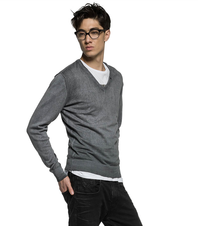 Pull Replay UK1310 gris