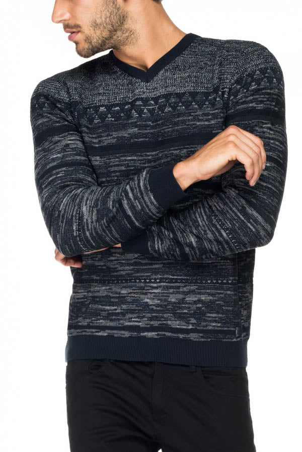 Pull Salsa 115586 8211 Jacquard bleu foncé