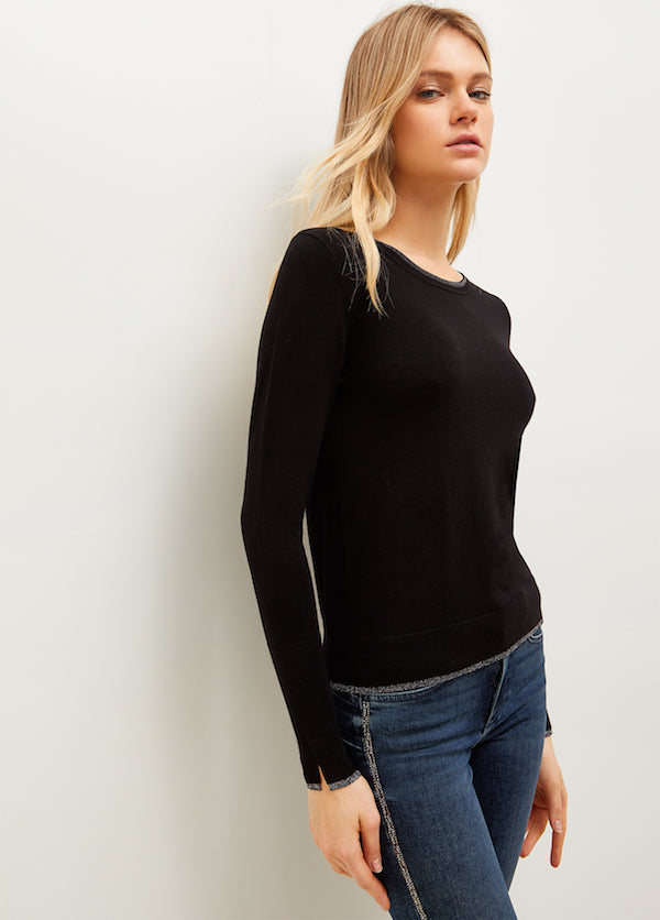 Pull slim noir avec lurex Liu Jo WF2477