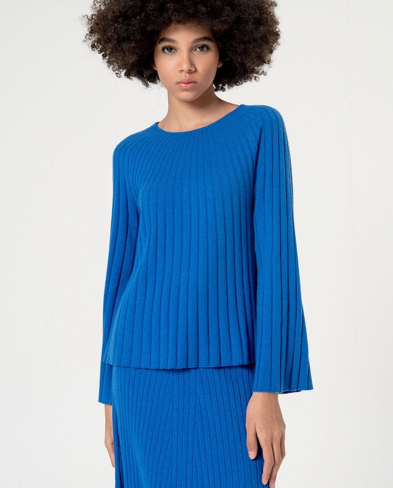 Pull évasé bleu Surkana