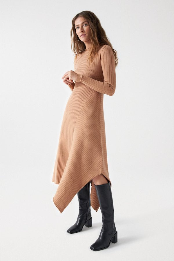 Robe asymétrique Salsa camel