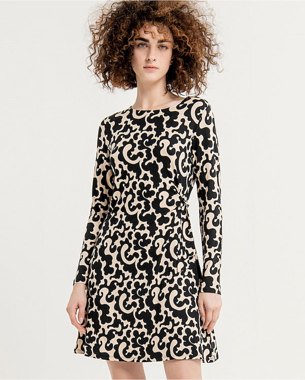 Robe imprimé Surkana noir et beige