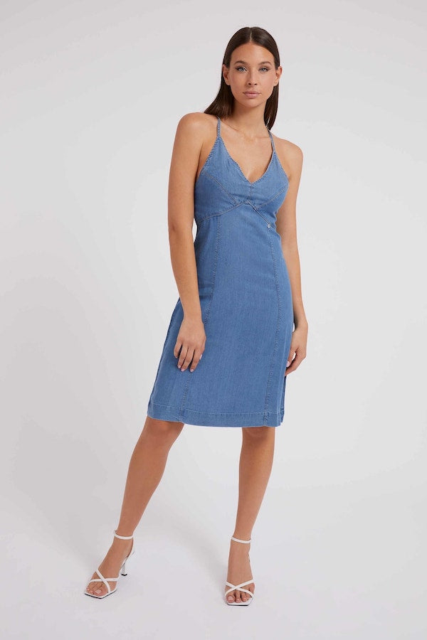 Robe jeans tencel Guess à bretelles