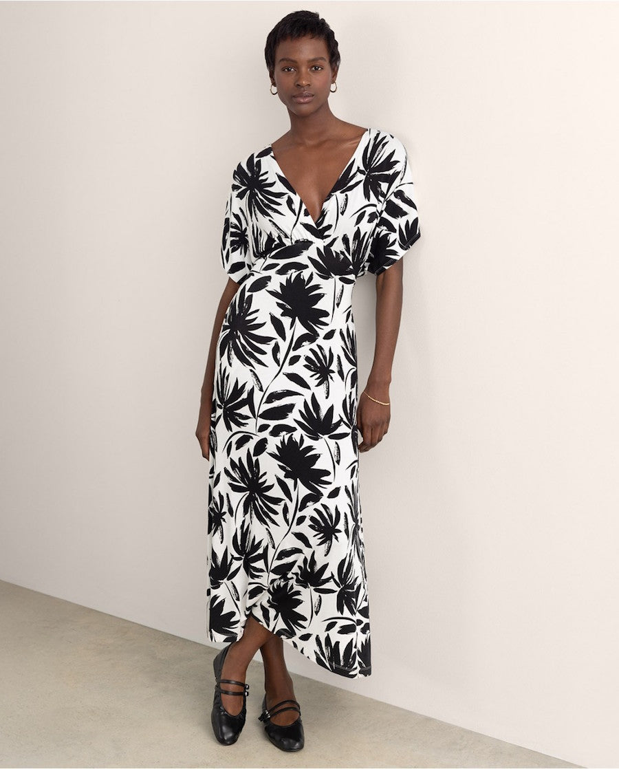 Robe longue noir et blanche Surkana