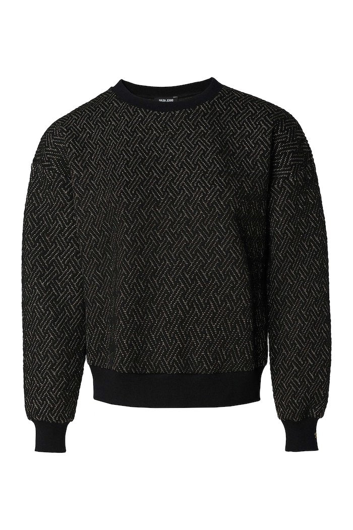 Sweat femme Salsa jeans noir et or