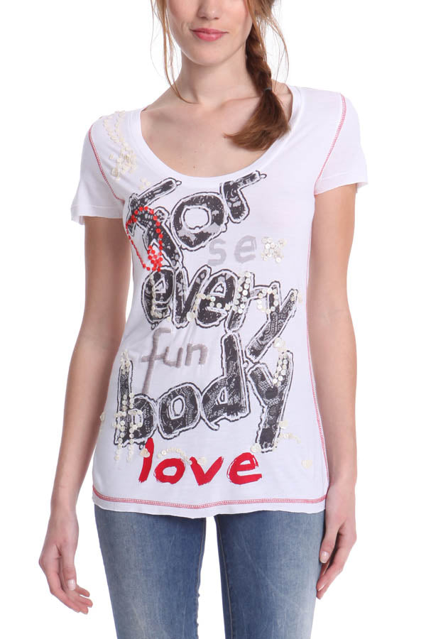 T Shirt Desigual 41T2490 blanc