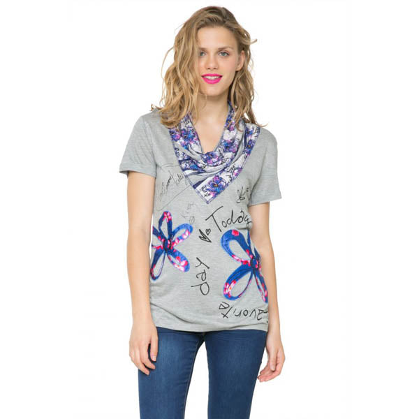 T Shirt Desigual 61T26B2 2042 Gris Vigore Claro