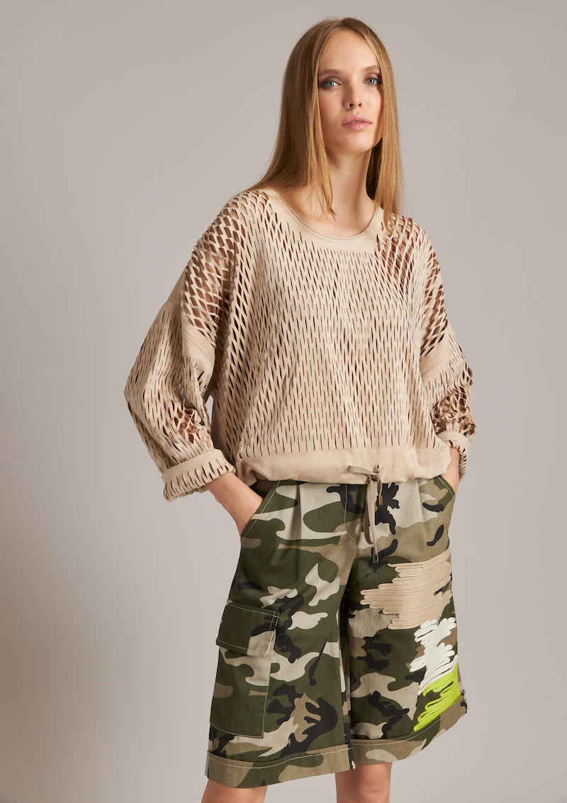 Bermuda army et brodé Tricot Chic