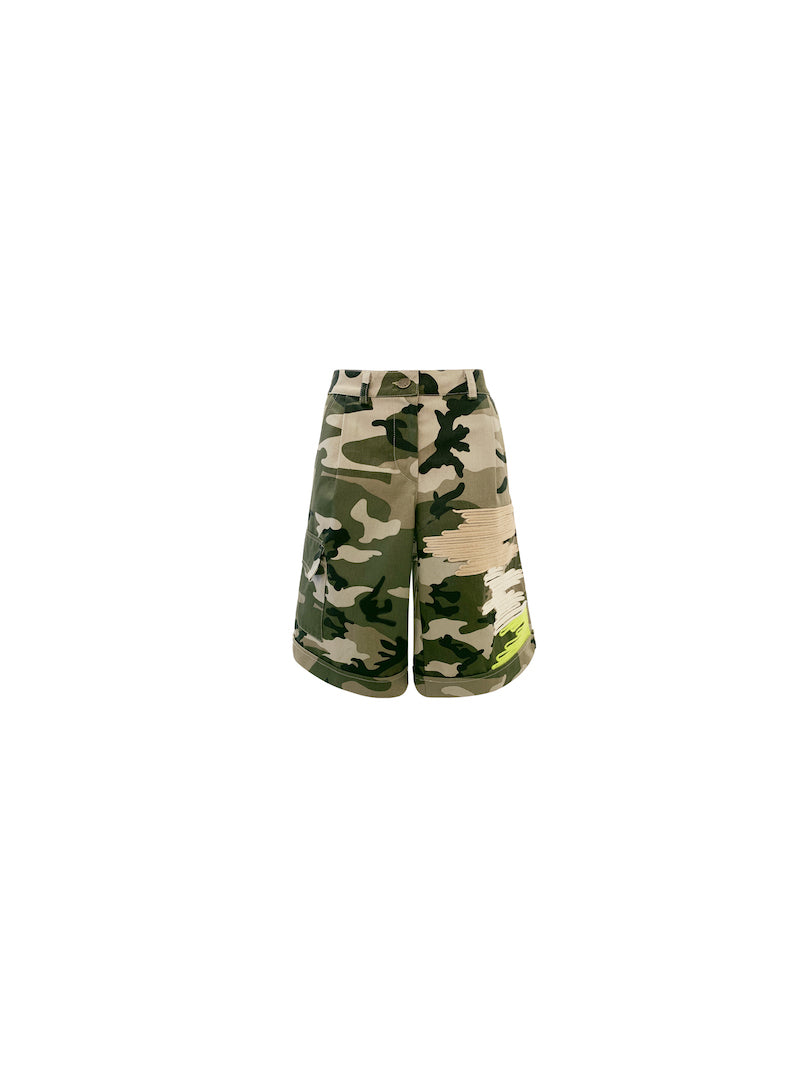 Bermuda army et brodé Tricot Chic