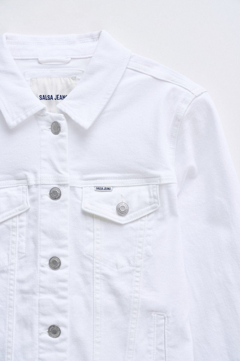 Blouson en denim blanc stretch