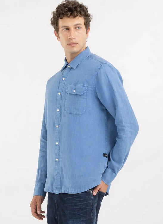 Chemise Replay M4082B lin bleu