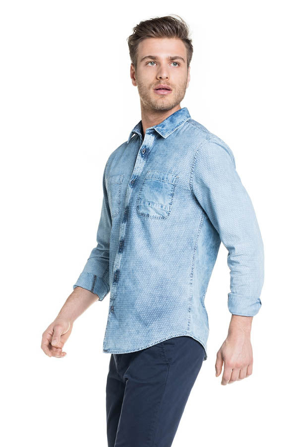 Chemise Salsa 114284 bleu indigo délavé
