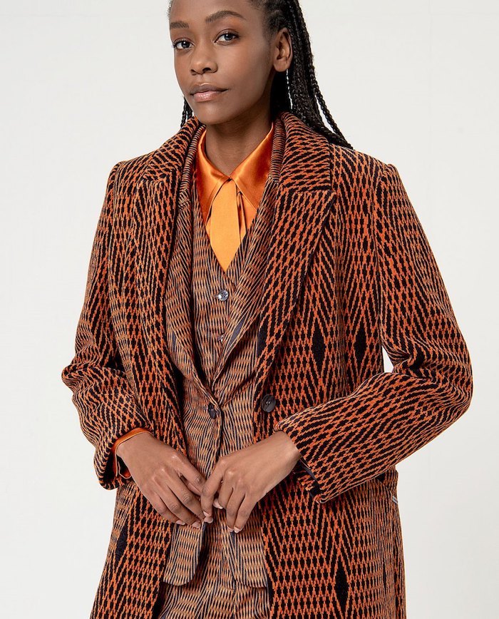 Manteau en jacquard de satin Surkana