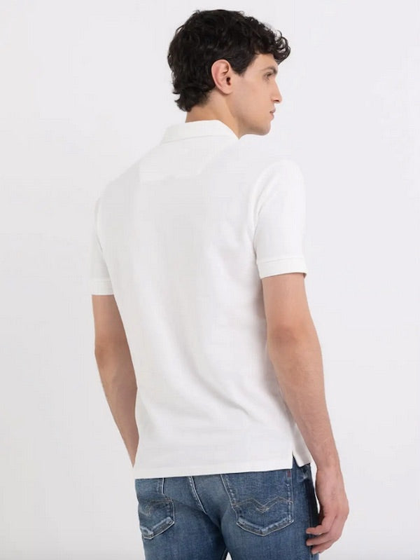 Polo blanc Replay col rehaussé