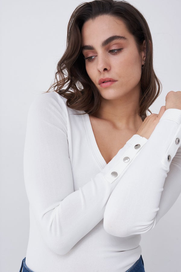 Pull col en v blanc Salsa 21003850