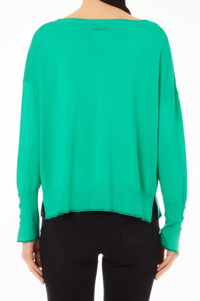 Pull fine maille Liu Jo vert