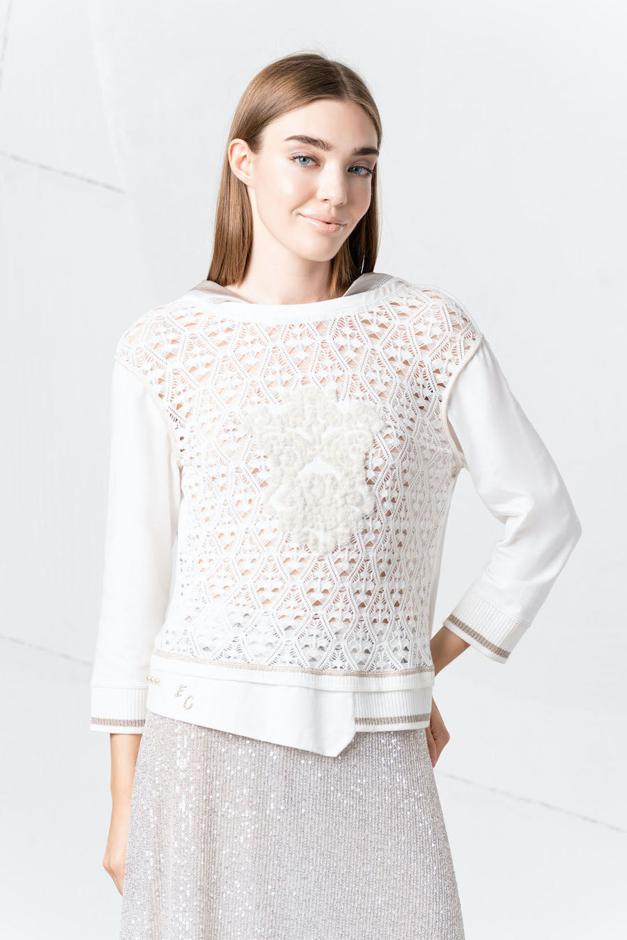 Pull léger blanc Elisa cavaletti