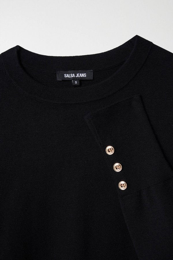 Pull maille fine noir salsa