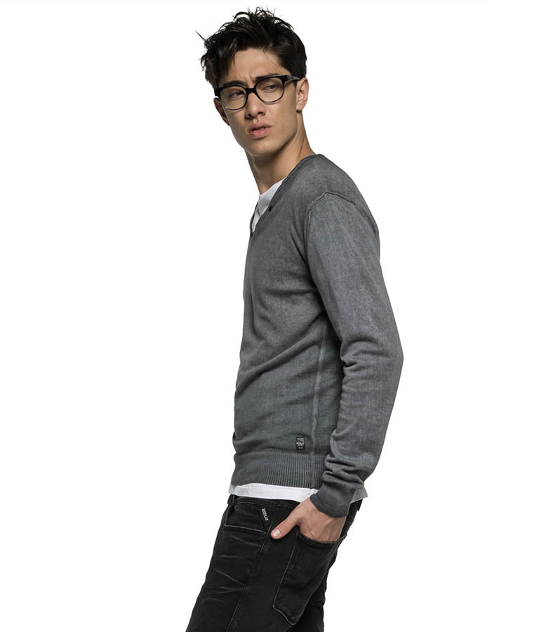 Pull Replay UK1310 gris