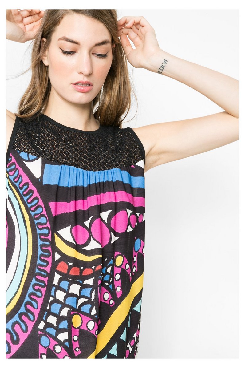 Top Desigual 61B23J5 noir imprimé
