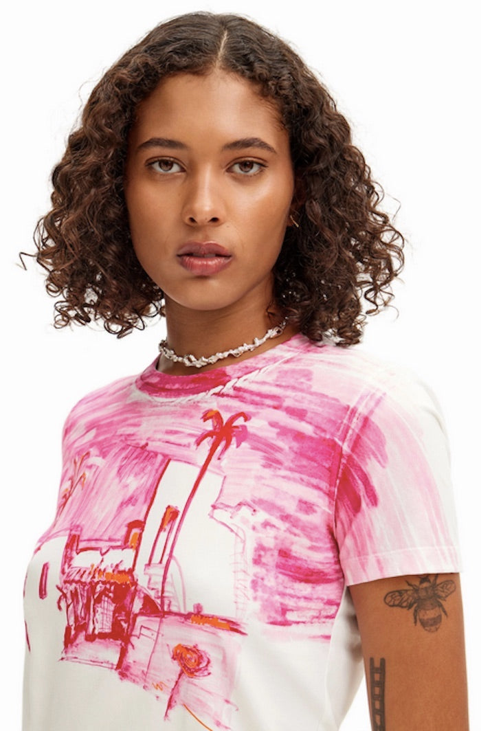 Tshirt ajusté rose Desigual