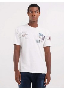 Tshirt blanc avec timbres Replay
